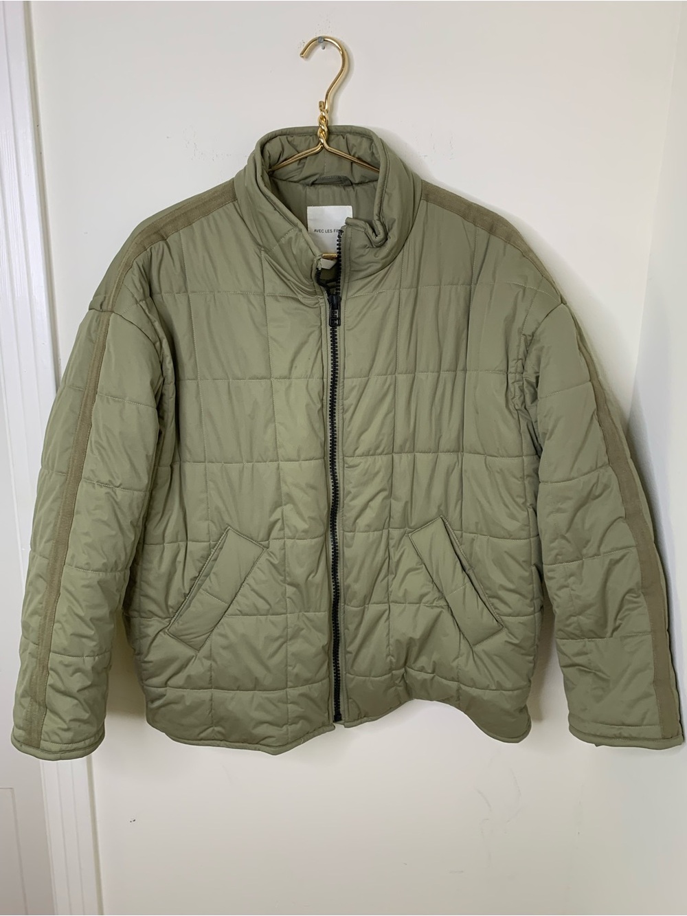 Avec Les Filles jacket quilted sz medium Olive Green Puffer style# 69246